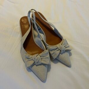 NWOT ASOS Linen Bow Kitten Heel